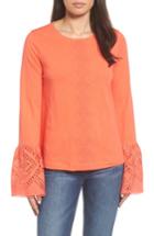 Women's Caslon Eyelet Bell Sleeve Top - Coral