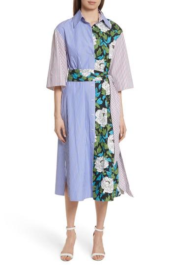 Women's Diane Von Furstenberg Mixed Print Cotton Shirtdress - White