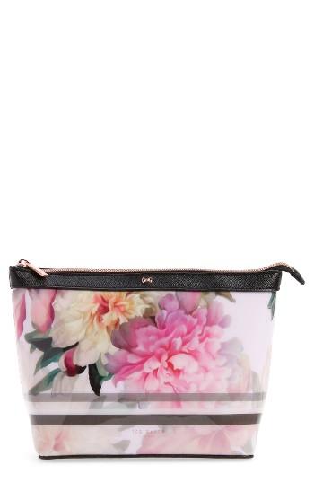Ted Baker London Magda Floral Print Large Pouch, Size - Baby Pink