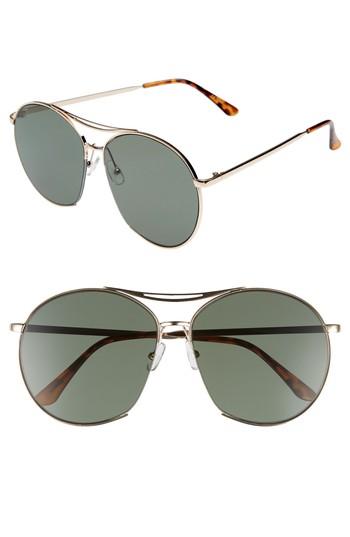 Women's Glance Eyewear 60mm Round Aviator Sunglasses - Gold
