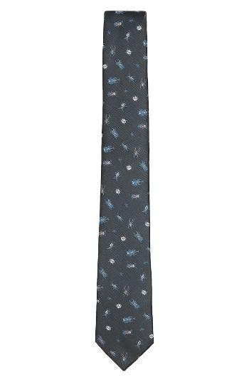 Men's Topman Bug Print Tie, Size - Black