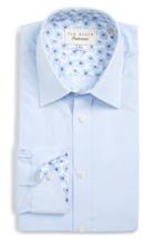 Men's Ted Baker London 'vachel' Trim Fit Dot Dress Shirt 34/35 - Blue
