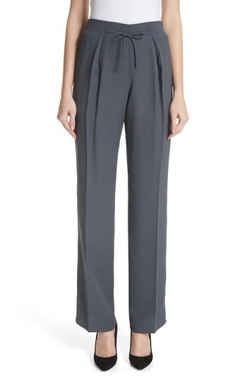 Women's Emporio Armani Tie Front Silk Pants Us / 40 It - Grey