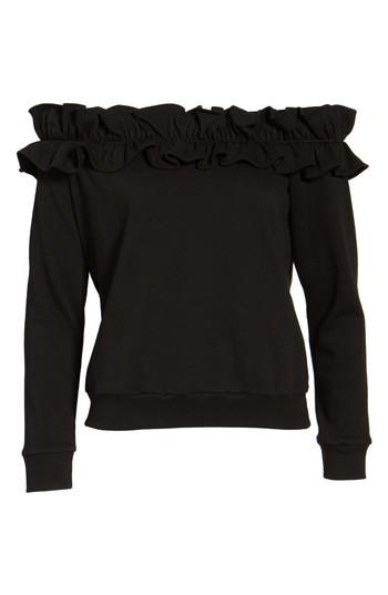 Women's Socialite Ruffle Off The Shoulder Top - Black
