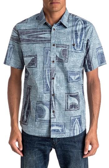 Men's Quiksilver Shapers Choice Fit Sport Shirt, Size Medium - Blue