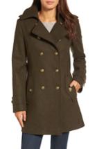 Women's London Fog Wool Blend Skirted Military Coat