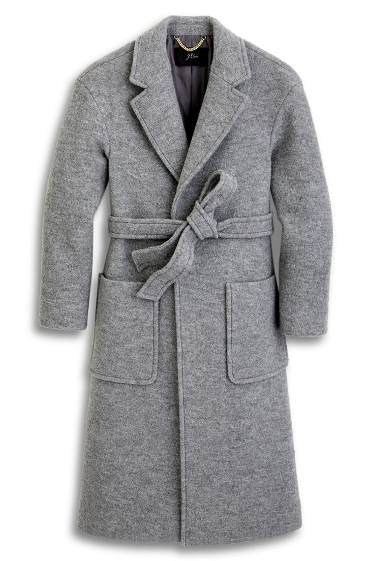 Women's J.crew Long Wrap Coat In Italian Boiled Wool - Grey