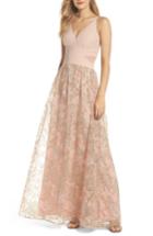 Women's Xscape Mesh Inset Embroidered Gown - Pink
