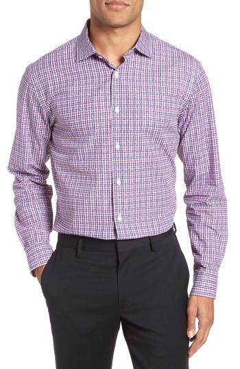 Men's John W. Nordstrom Trim Fit Plaid Dress Shirt - Pink