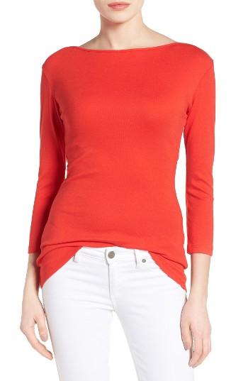 Women's Caslon Three Quarter Sleeve Tee - Red