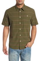 Men's Quiksilver Waterman Collection Last Dawn Regular Fit Stripe Sport Shirt - Green