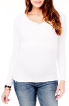 Women's Ingrid & Isabel Ribbed Maternity/nursing Henley Tee - White