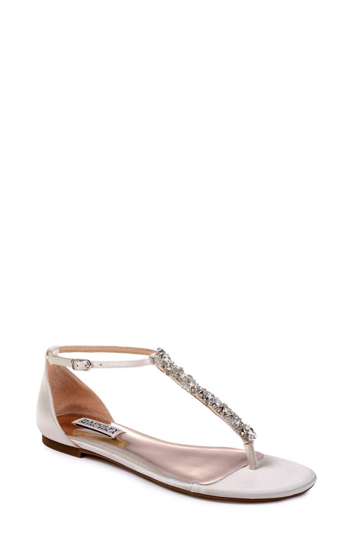 Women's Badgley Mischka Holbrook T-strap Sandal .5 M - White