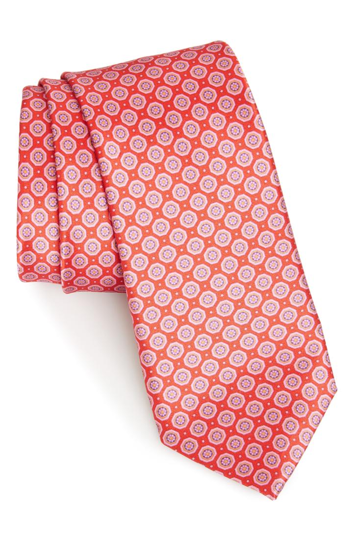 Men's Nordstrom Men's Shop Mini Medallion Silk Tie, Size - Red