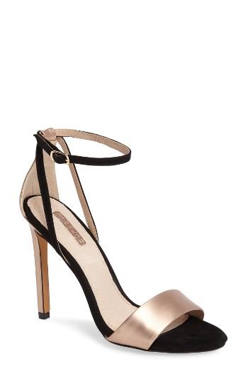 Women's Topshop Raphael New Genuine Calf Hair Sandal .5us / 38eu - Metallic