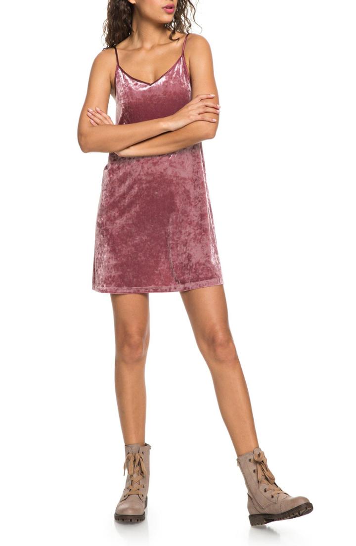 Women's Roxy Sleepy Night Crushed Velvet Dress - Red