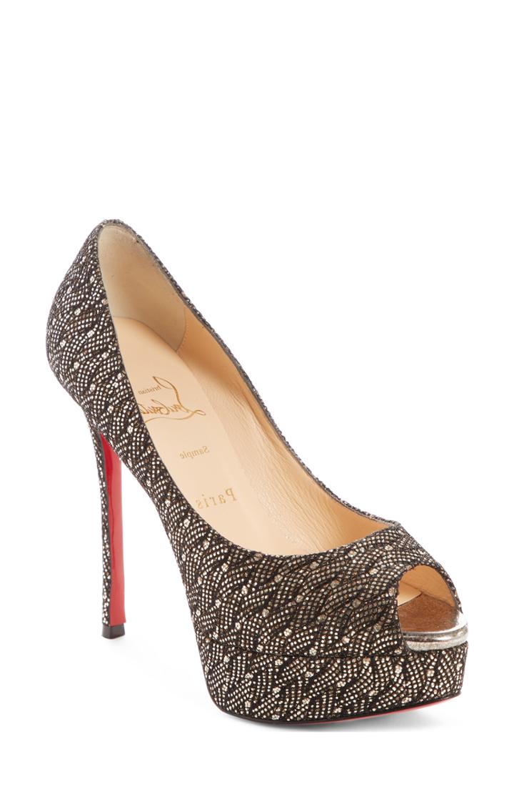 Women's Christian Louboutin Fetish Peep Toe Platform Pump Us / 36eu - Metallic