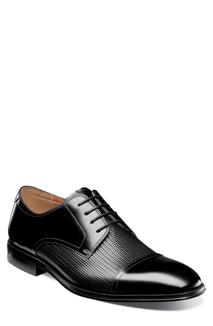 Men's Florsheim Belfast Embossed Cap Toe Derby .5 D - Black
