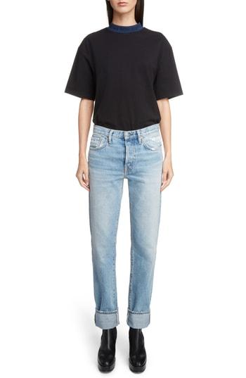 Women's Acne Studios Logo Neck Tee - Black