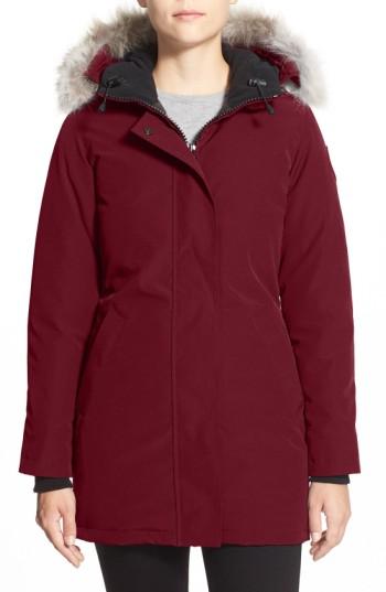 Women's Canada Goose Victoria Down Parka With Genuine Coyote Fur Trim (2-4) - Purple