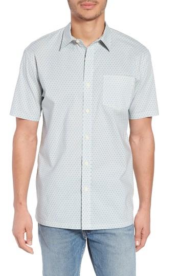 Men's Pendleton Regular Fit Print Short Sleeve Sport Shirt, Size - Blue
