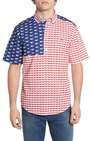 Men's Vineyard Vines Usa Slim Fit Whale Shirt - White