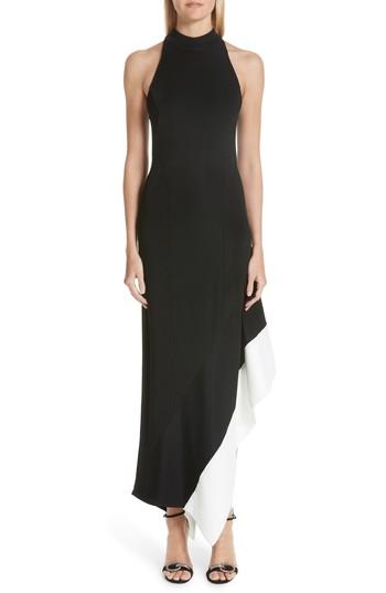 Women's Galvan Colorblock Asymmetrical Gown Us / 42 Fr - Black