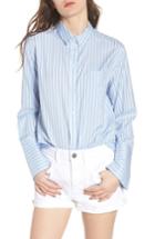 Women's Treasure & Bond Stripe Button Front Shirt, Size - Blue
