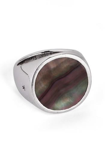 Women's Tom Wood Flush Black Mother Of Pearl Signet Ring