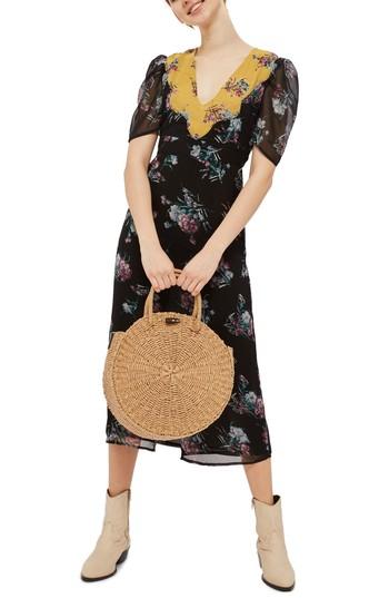 Women's Topshop Rodeo Western Midi Dress Us (fits Like 0) - Black