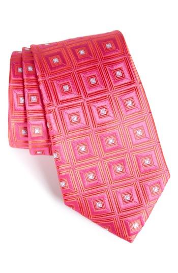 Men's Nordstrom Men's Shop Frame Diamonds Silk Tie, Size X-long - Pink
