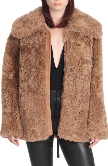 Women's Bagatelle The Teddy Genuine Lamb Shearling Coat - Beige