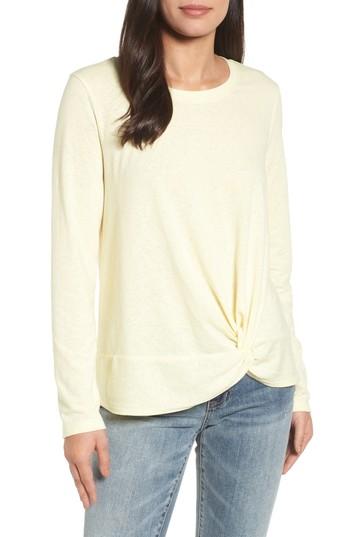 Women's Caslon Long Sleeve Front Knot Tee - Yellow