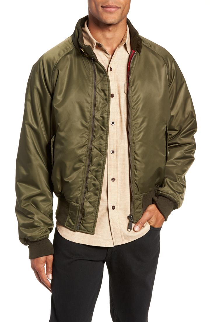 Men's Baracuta G9 Water Resistant Insulated Flight Jacket - Green