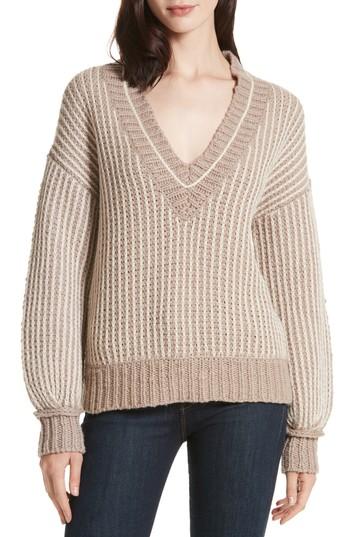 Women's Brochu Walker Jessen Stripe Wool & Cashmere Sweater - Brown