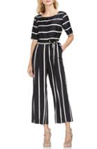 Women's Vince Camuto Dramatic Stripe Belted Jumpsuit - Black
