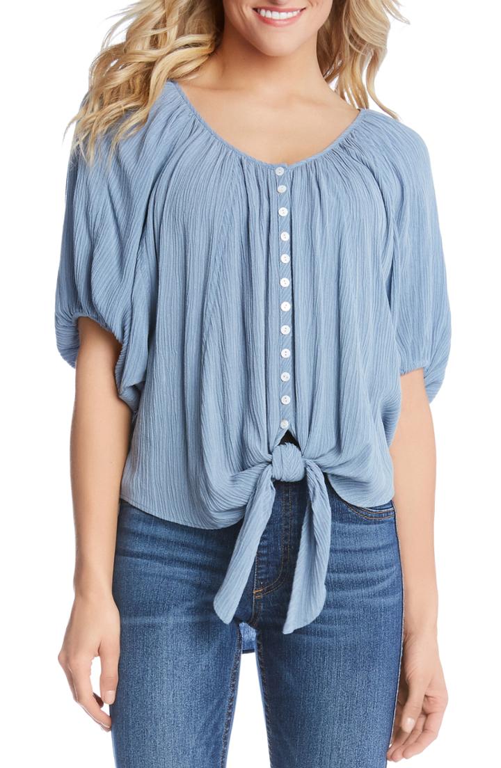 Women's Karen Kane Tie Front Button Top