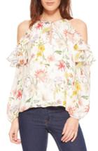 Women's Parker Abby Floral Cold Shoulder Silk Blouse - Ivory