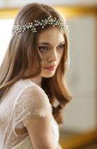 Brides & Hairpins Bianca Crystal Halo & Sash, Size - Metallic