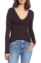 Women's James Perse Deep V-neck Tee - Burgundy