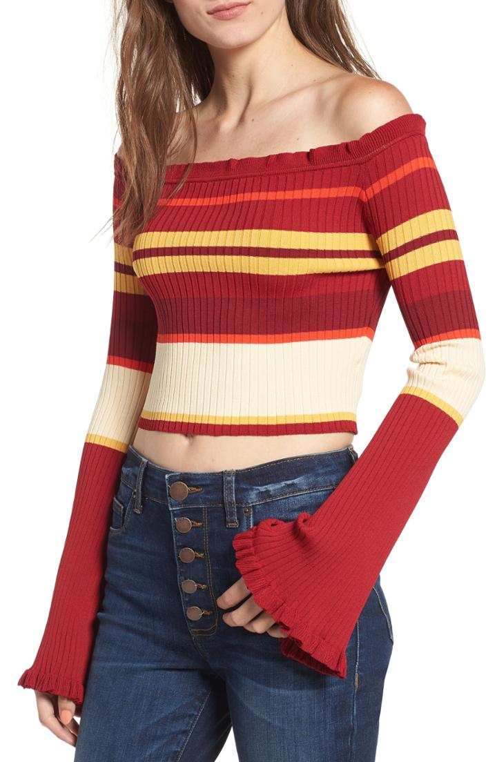 Women's Somedays Lovin Even Closer Off The Shoulder Crop Sweater