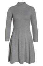 Women's Eliza J Mock Neck Fit & Flare Sweater Dress - Grey