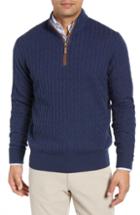 Men's Peter Millar Crown Quarter Zip Wool Blend Sweater - Blue