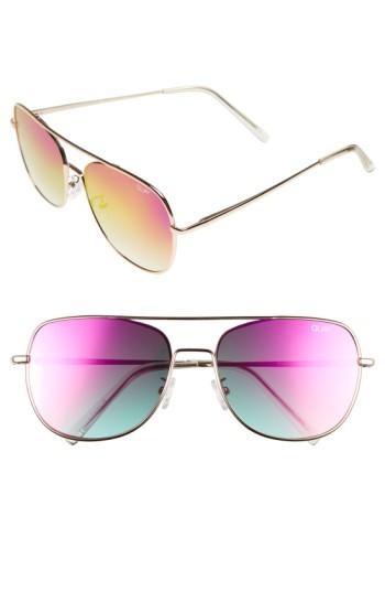 Women's Quay Australia 'running Riot' 58mm Aviator Sunglasses - Gold/ Green