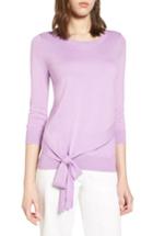 Women's Halogen Pima Cotton Blend Tie Sweater - Purple