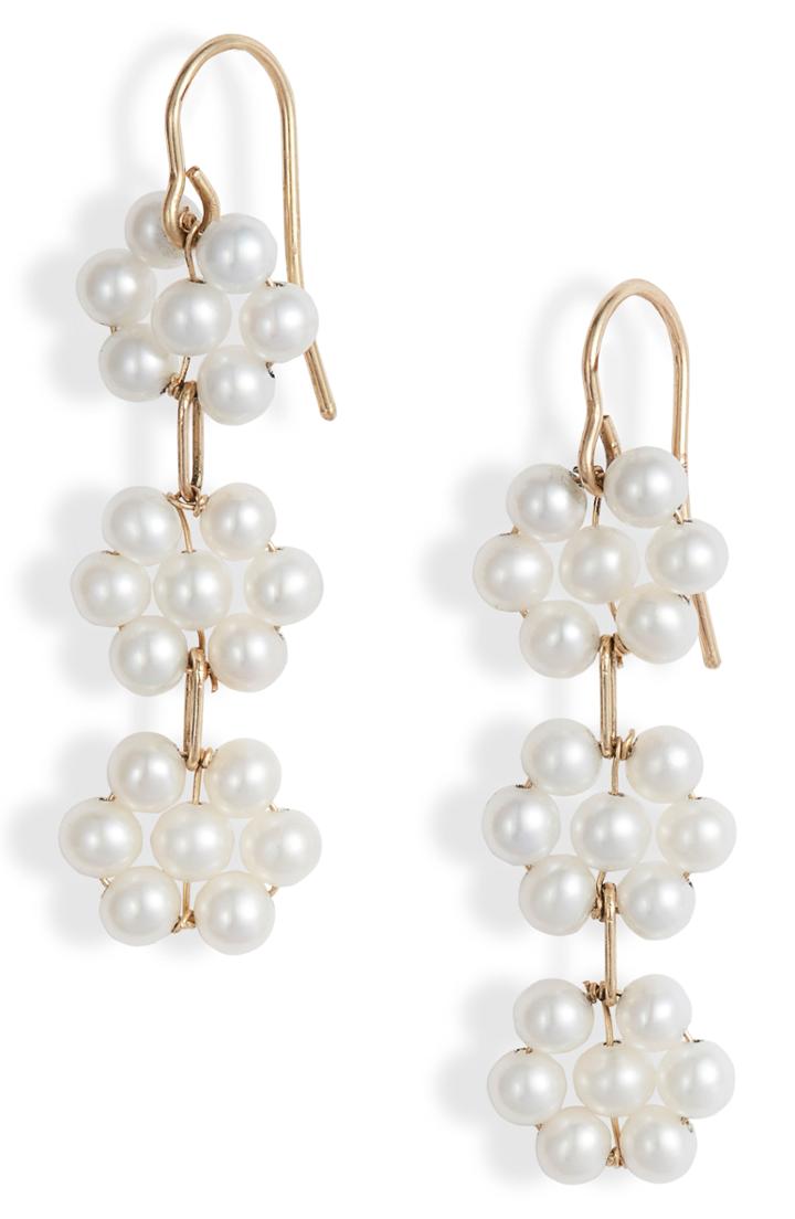 Women's Poppy Finch Triple Pearl Flower Drop Earrings