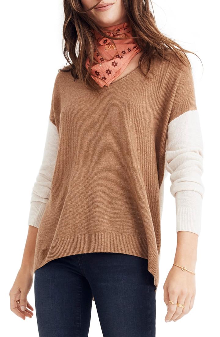 Women's Madewell Kimball Colorblock Sweater - Blue