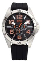 Men's Boss Orange 'big Time' Multifunction Silicone Strap Watch, 48mm