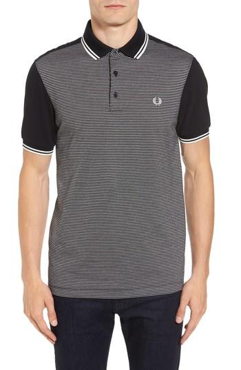 Men's Fred Perry Jacquard Pique Polo, Size - Black