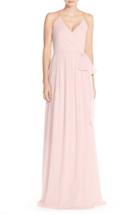 Women's Ceremony By Joanna August 'dc' Halter Wrap Chiffon Gown - Pink